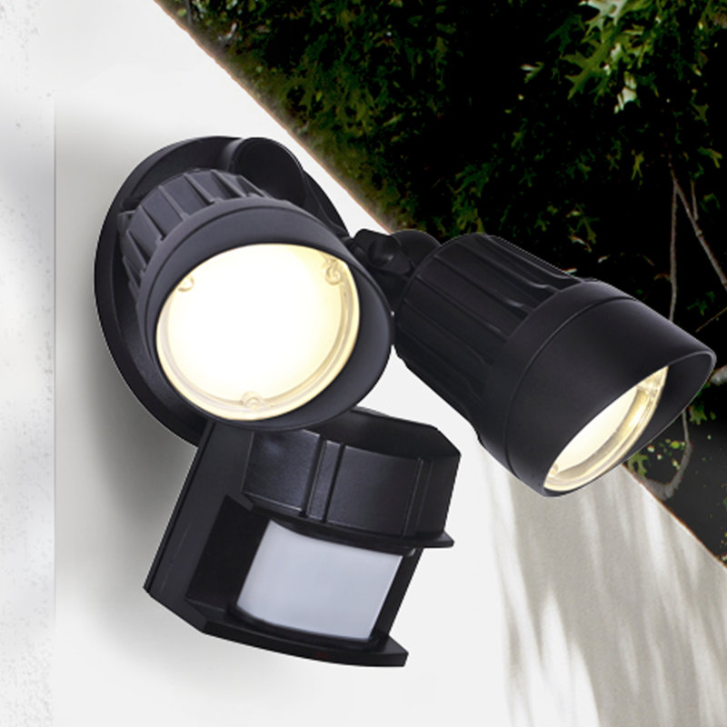 2 - Head LED Hardwired Dusk to Dawn Outdoor Security Spotlight with Motion Sensor