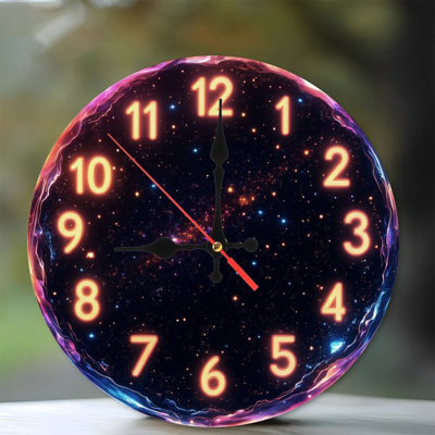 Horloge galaxie avec chiffres lumineux