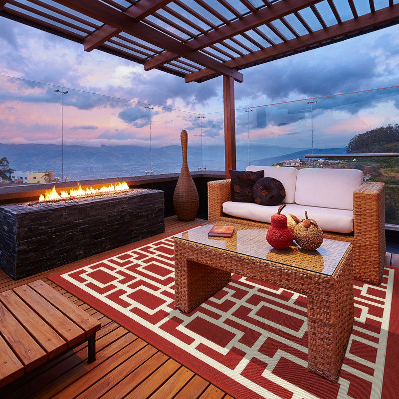 Jacobson Geometric Indoor / Outdoor Rug, Rectangle 7'10" x 10'10"