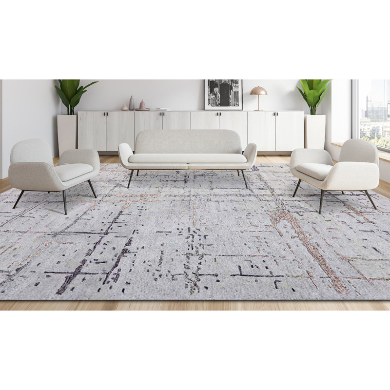 Area Rug in Gray, Rectangle 2'6" x 5'