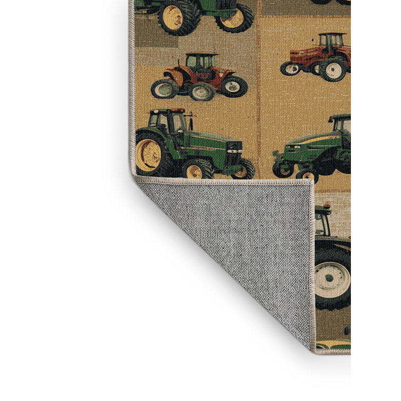 Machine Washable Transportation Beige Area Rug, Carré 6 pi