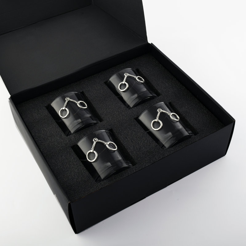 Equestrian Bit Design Lead-Free Whiskey Glass Set of 4