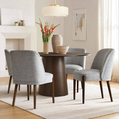 Modern 19.5" Upholstered Solid Wood Legs Dining Side Chair With Full Back (Set of 4 )