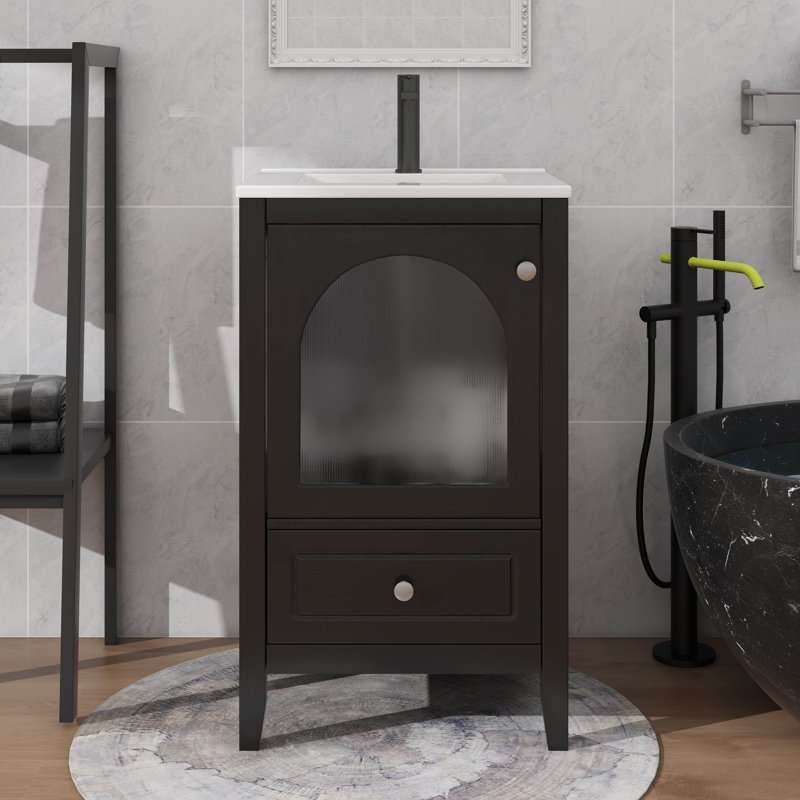 Meuble-lavabo avec lavabo 20 po, Noir