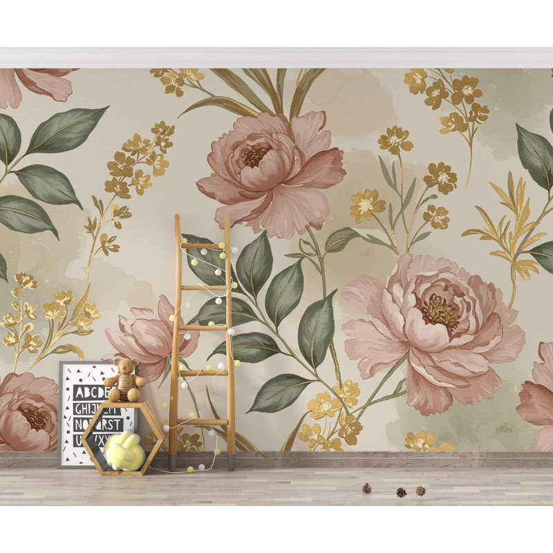 Papier peint botanique antique Royal Garden - aquarelle Premium, L 165 po x l 120 po, Premium Non-Woven