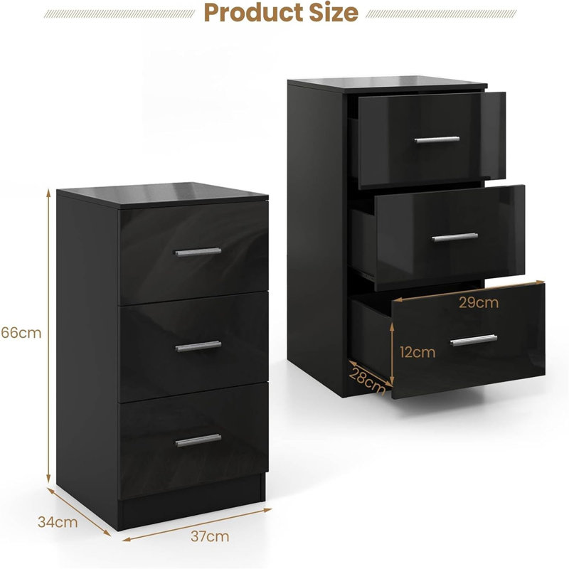 37cm W Manufactured Wood Bedside Table