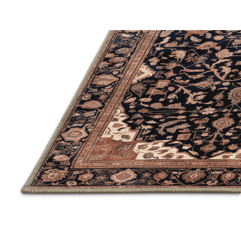 Machine Washable Persian Brown Area Rug, Round 5'