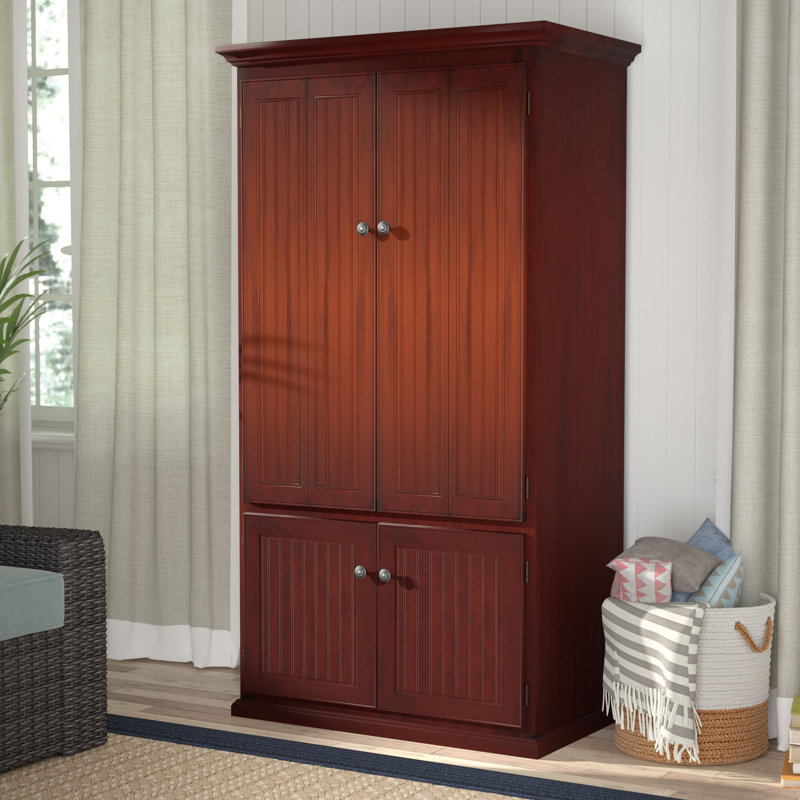 Bureau armoire en bois massif Neasa, Cannelle brûlée