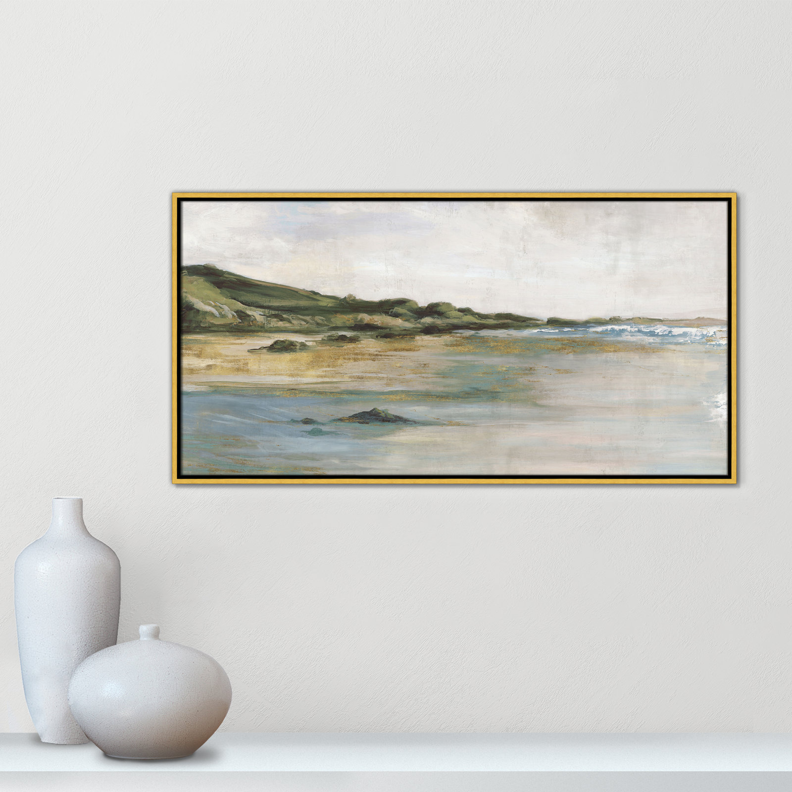 Tide’s Edge Print by , 21.5" H x 41.5" W, Gold