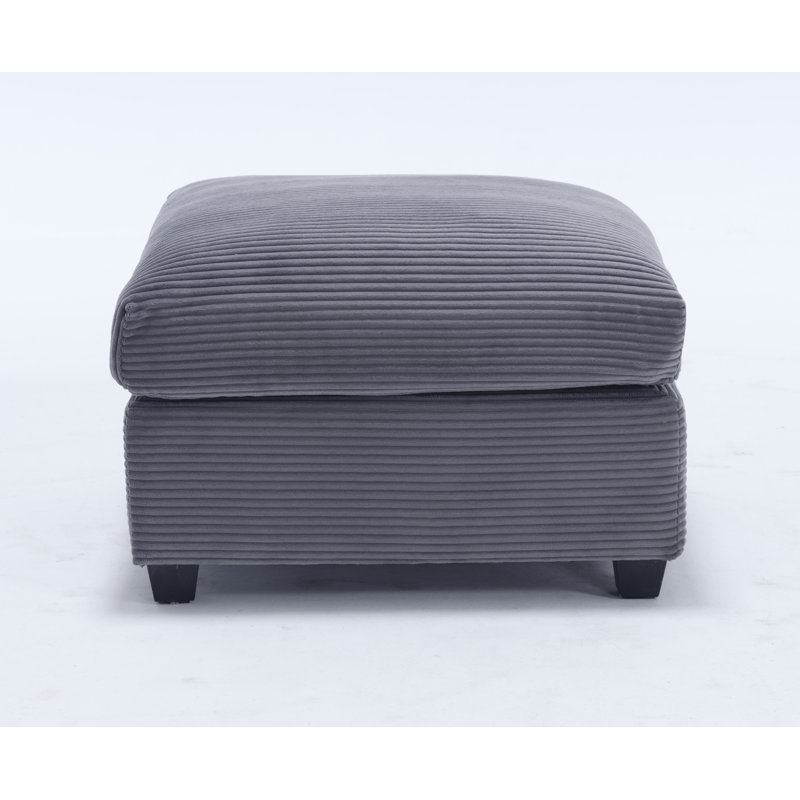 Zayva Corduroy Fabric Ottoman Module Seat For Modular Sofa Sectional Couch, Dark Gray