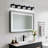  5-Light Matte Black Bathroom Vanity Light With Crystal Glass Shades, LED Wall Sconce Lighting For Bathroom Mirror