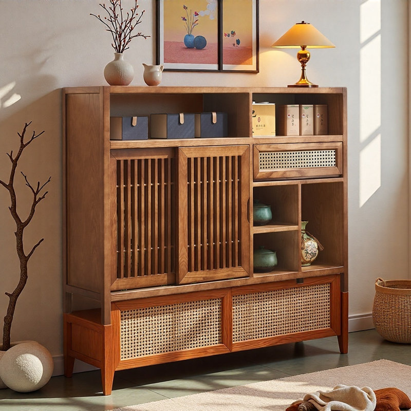 Présentoir antique de style Wabi-sabi, Marron foncé