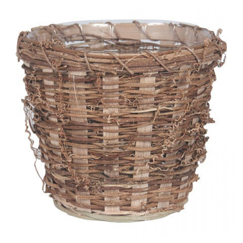 Woven Basket With Vines Planter