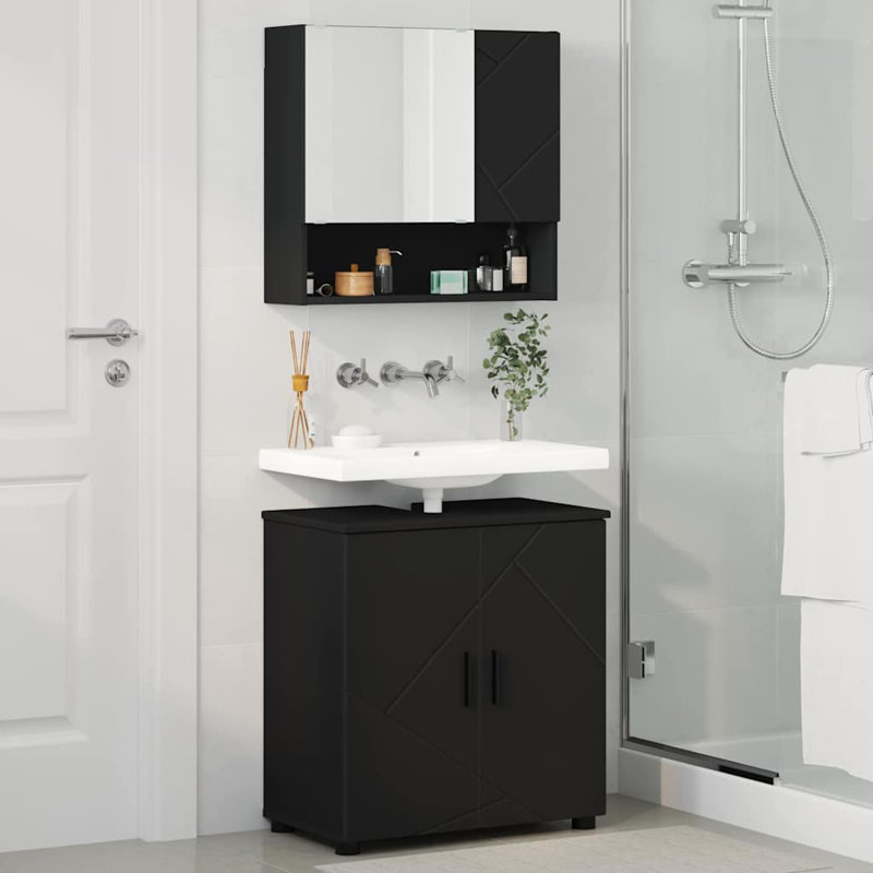 Vanity & Mirror Set, Black