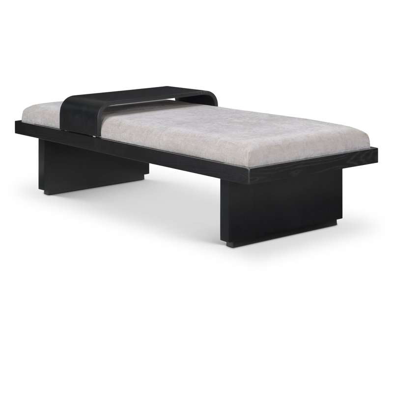 Arlington Bryaunna Chenille Fabric Upholstered Bench, Grey Chenille Fabric / Black Finish