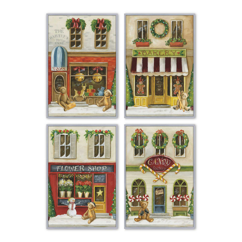 Ensemble de 4 impressions des Fêtes, 14 po x 11 po, Chrome poli