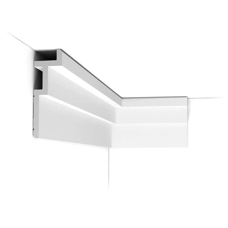 Moulure couronnée en polyuréthane blanc apprêté 2-3 / 8 po x 7-1 / 4 po x 78-3 / 4 po
