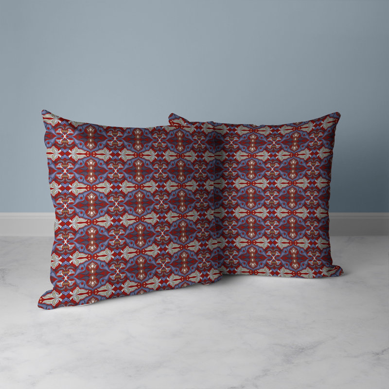 Coussin décoratif floral intérieur / extérieur Floral Elegance, H 18 po x l 18 po, Rouge
