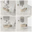 Meuble-lavabo flottant de conception moderne avec lavabo d'art en céramique, dalle de pierre plate blanche et petites tablettes de rangement, porte à fermeture douce, ensemble KD