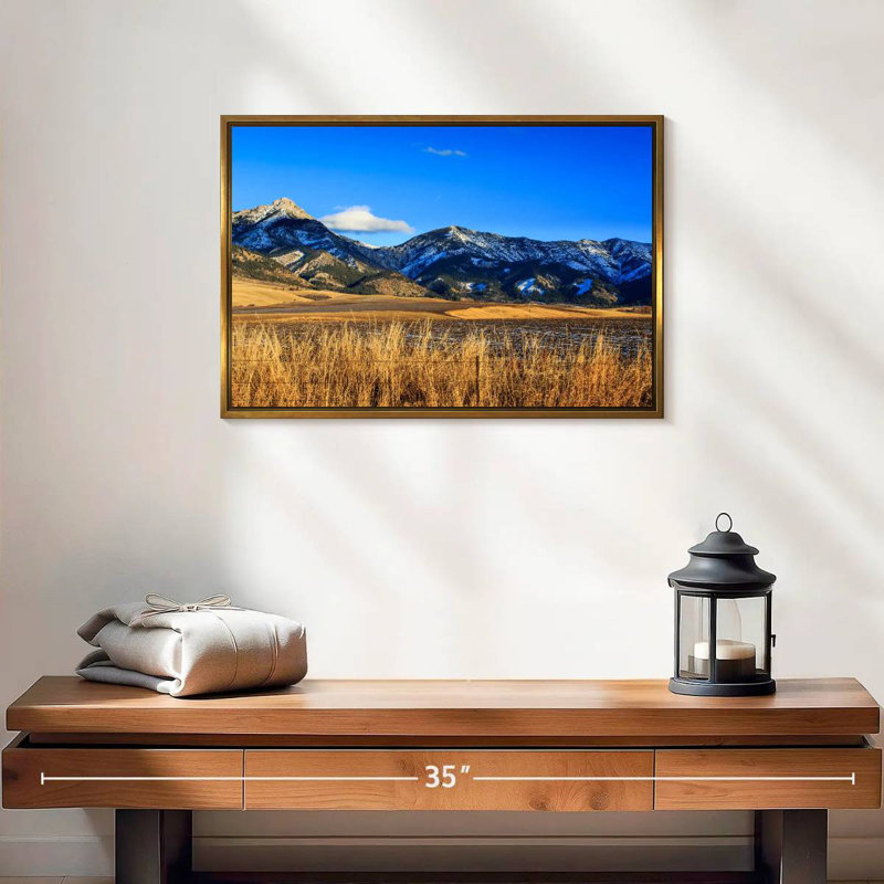 Vue panoramique des montagnes Bridger, 19 po x 13 po, Cadre flottant doré