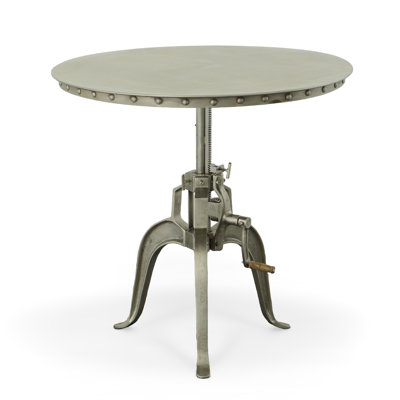 Modern Silver 36" Round Dining Table with Adjustable Height Crank