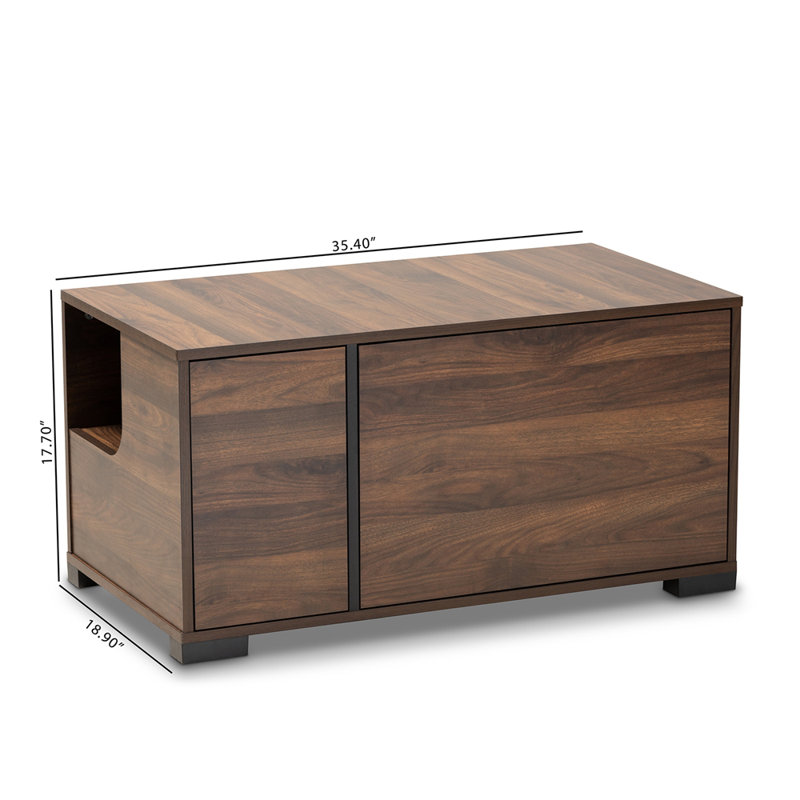 Walnut Brown Modern 2-Door Cat Litter Box Cover House