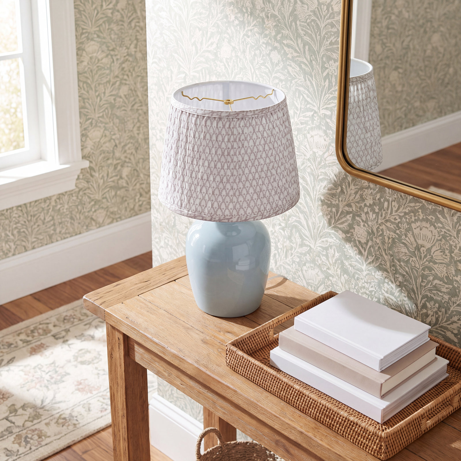 Empire Hardback Lamp Shade with Washer Fitter, Beige/White, 9.5" H x 14" W x 14" D