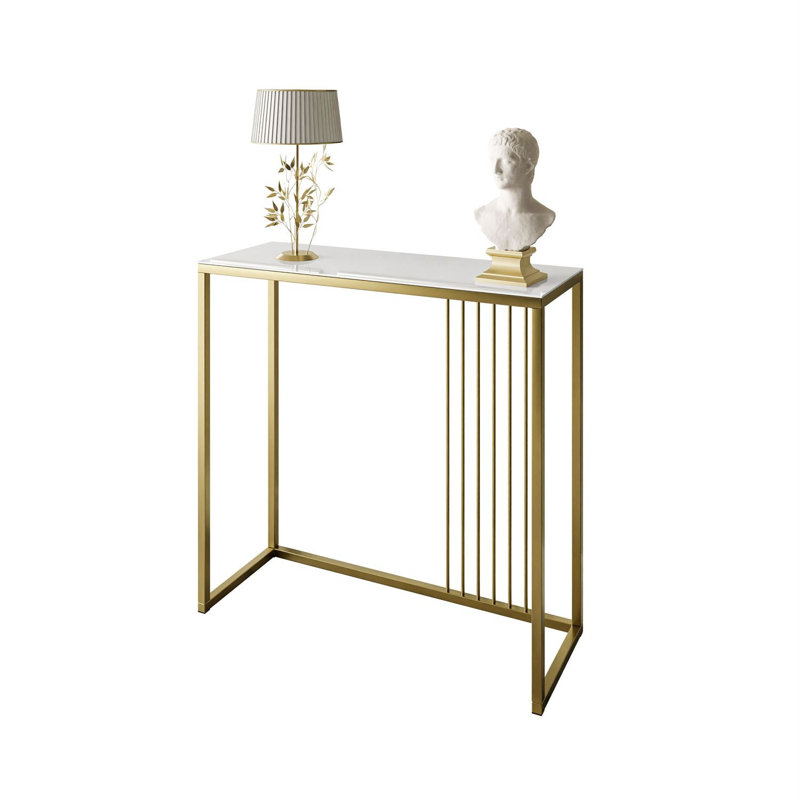 Ridgewood 100cm Glass Top Console Table, Gold, White