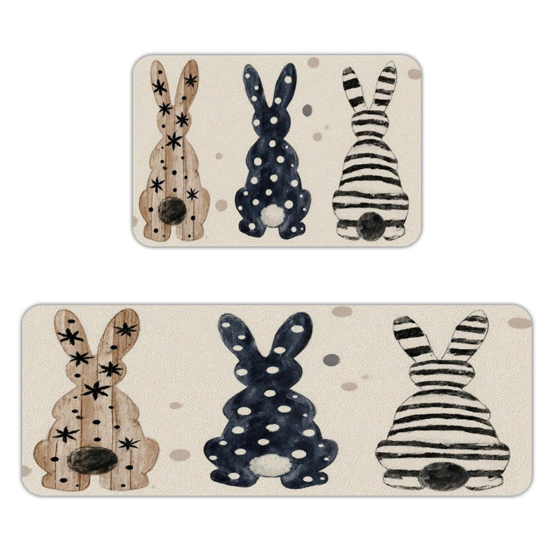 Lapins décoratifs, 2 tapis de cuisine antidérapants