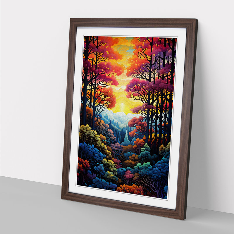 Single Picture Frame Print on Wood, 46cm H x 34cm W, Walnut Framed