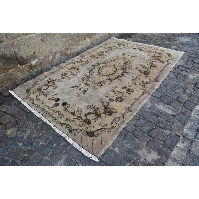 Tapis turc Oushak rétro fait à la main idéal pour le décor de salon biologique avec brun / beige
