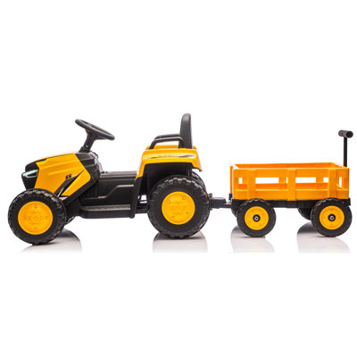 Tracteur électrique 12V pour enfants avec remorque détachable, véhicule électrique pour tout-petits avec chariot de jardin, vitesse réglable, charge maximale de 66 lb, jouet pour enfants de 3 à 8 ans