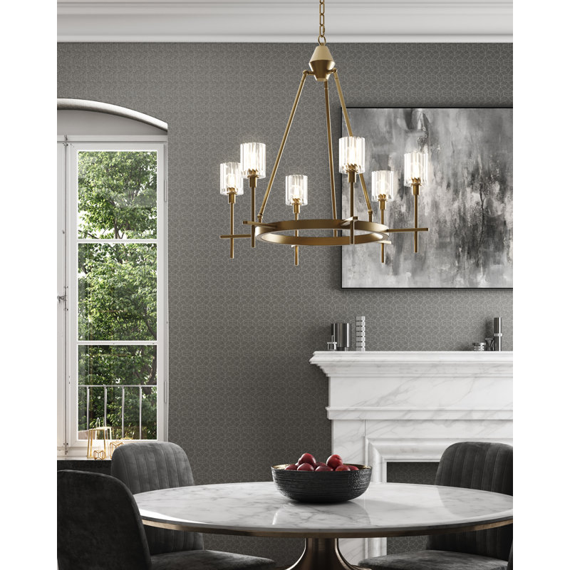 Salita 6 - Light Chandelier, Vintage Brass