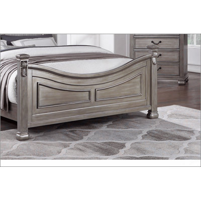 Formal Traditional Antique Silver 1pc Queen Size Bed Unique Design Headboard Footboard Bedframe