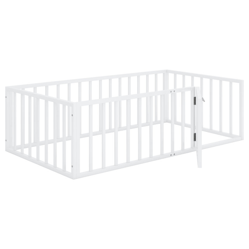 Aliauna Kids Twin Floor Bed, White