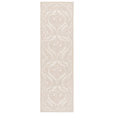 Antoiniece Tufted Wool/Cotton Damask Rug in Beige/Ivory