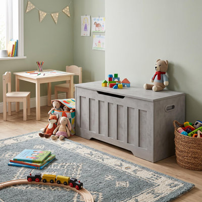 Storage Bench with Gas Springs Safety Hinges, Extra Large Wooden Storage Chest Toy Box Ottoman, Farmhouse Entryway Shoe Bench with Hidden Storage for Bedroom, Living Room 
