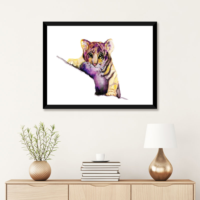 Art little tiger, Papier avec cadre noir, H 16 po x l 24 po x P 1 po