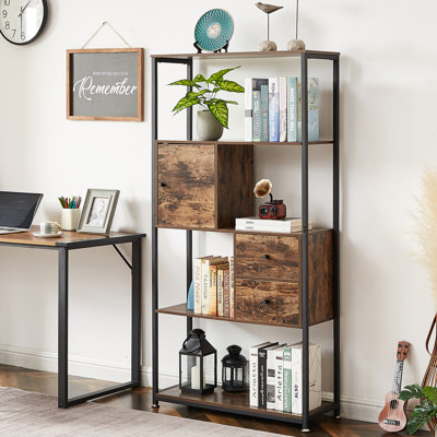 Bibliothèque à 5 niveaux avec armoire de rangement
