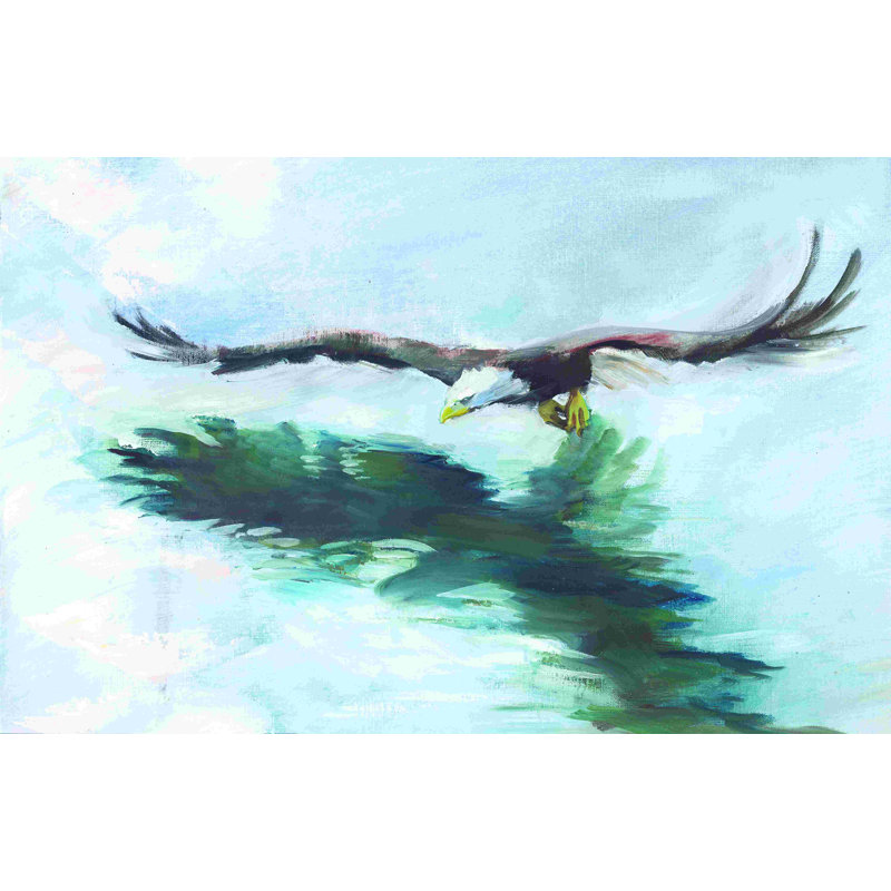 Aigle à tête blanche - peinture sur toile tendue, H 32 po x l 48 po