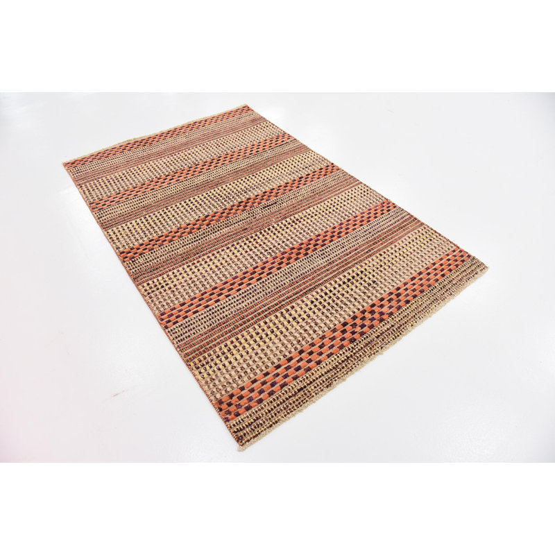 Tapis à main one-of-kind noué la beige de nouvelle âge 3 pi 10 po x 6 po Nash