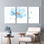 Aquarelle, fleur bleue, impression sur toile, ensemble floral (ensemble de 3)-553058004