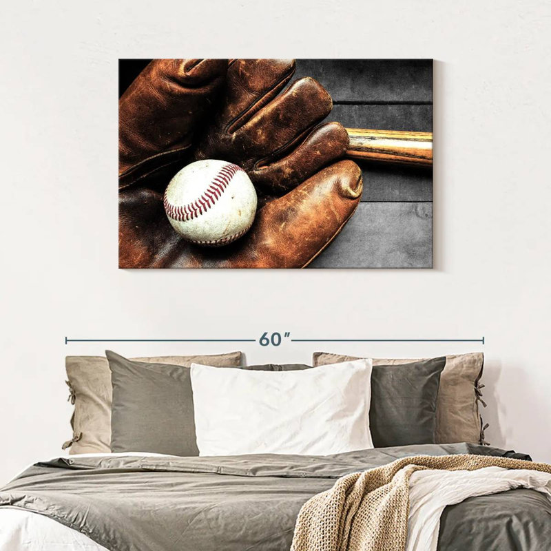 Baseball Mitt sur impression sur toile, H 30 po x l 45 po x P 1,25 po