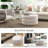 31.5" Round Ottoman, Large Velvet-Feel Upholstered Foot Stool With Button Tufted Design And Padded Seat For Living Room, Entryway, Beige