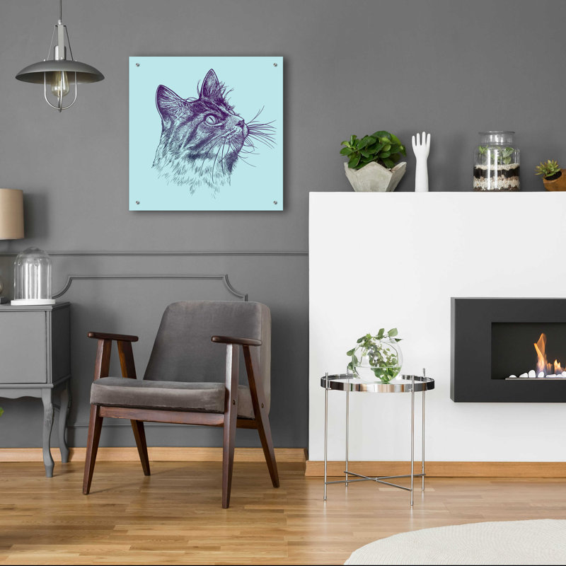 «Cat Look Up» par Rachel Caldwell, H 24 po x l 24 po x P 0,2 po