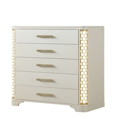 Commode à 5 tiroirs avec éclairage latéral à DEL en bois