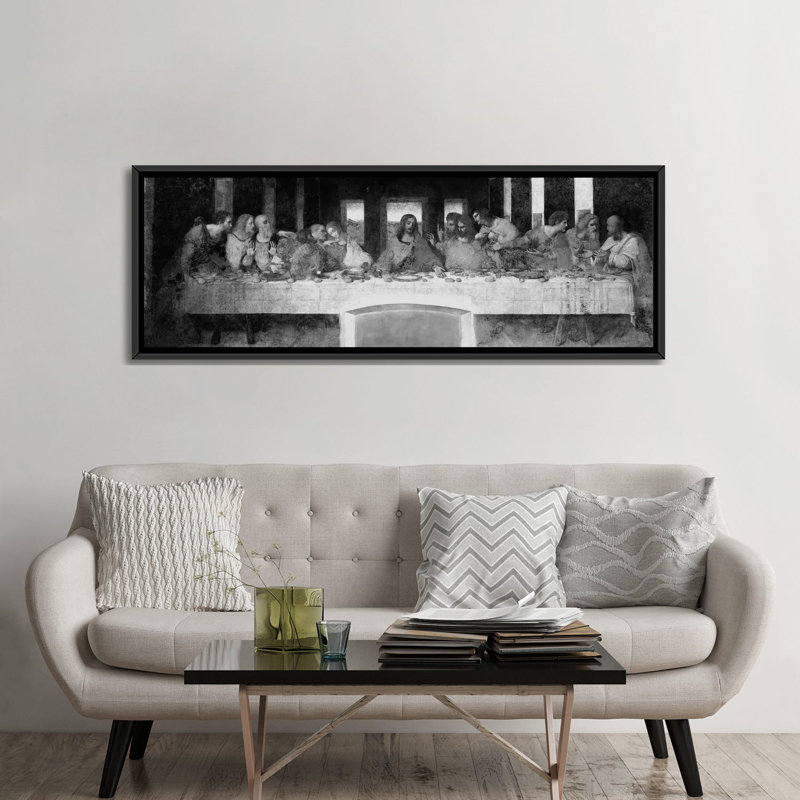 « The Last Supper II » par Leonardo Da Vinci, reproduction d'art sur toile, H 20 po x l 60 po x P 1,5 po, Cadre noir