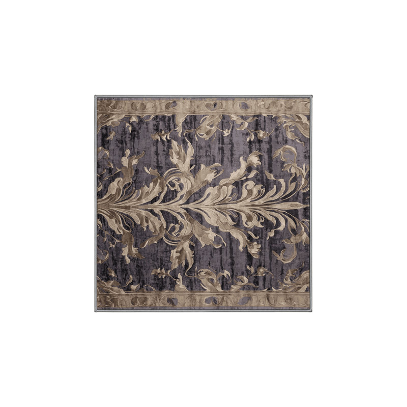 Machine Washable Gray Area Rug, Square 7'
