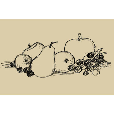 Graphite Fruit II 1 Piece Wrapped Canvas Wall Art