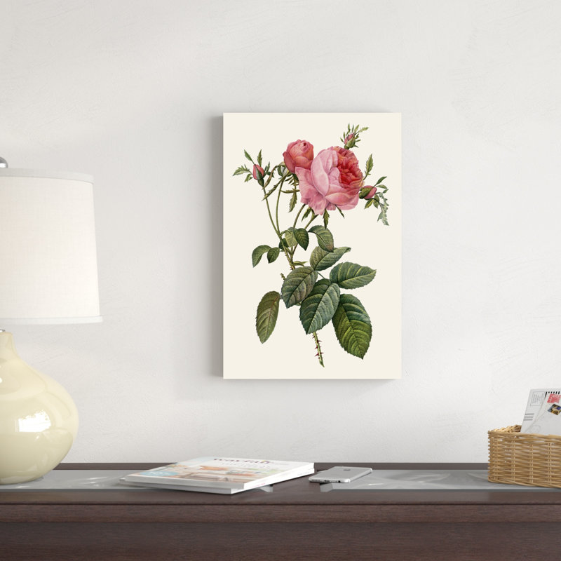 «Redoute's Rose II», peinture sur toile, H 18 po x l 12 po